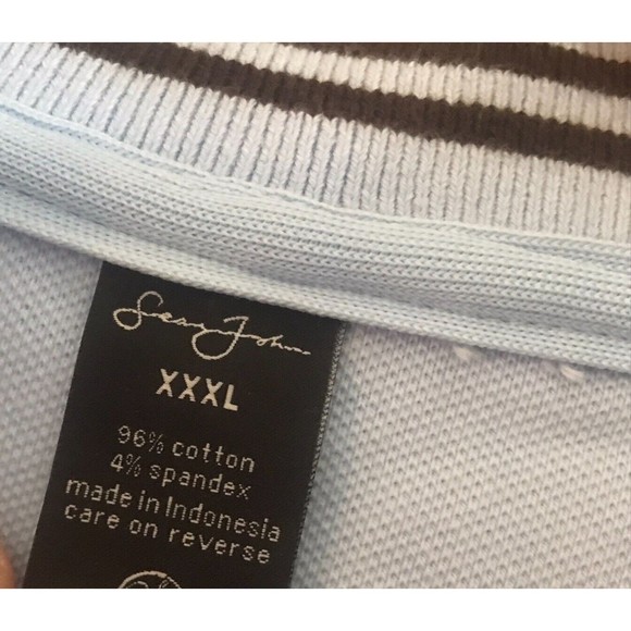 Sean John Mens XXXL 3XL Light Blue Brown Quarter Zip Sweatshirt - Picture 8 of 14